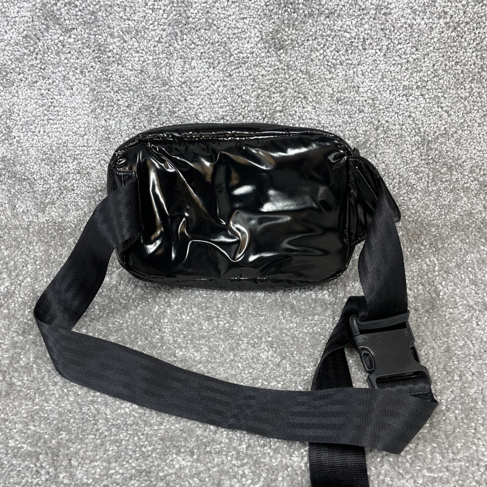 Athleta Bags Women One Size All About Shine Puff Black Leather Travel Large Belt - Image 4 of 4