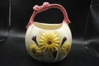 Hull Pottery Sunglow Daisy Vintage Basket 79 USA Pink Handle