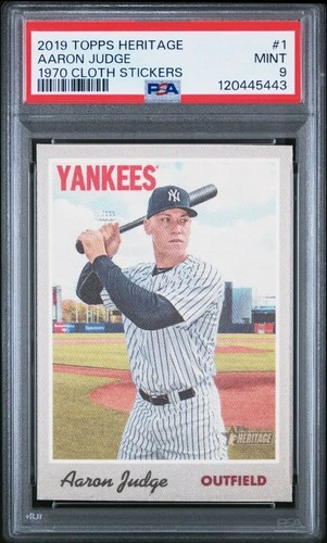 2019 Topps Heritage 1970 Cloth Stickers Aaron Judge PSA 9 Mint #1 Yankees