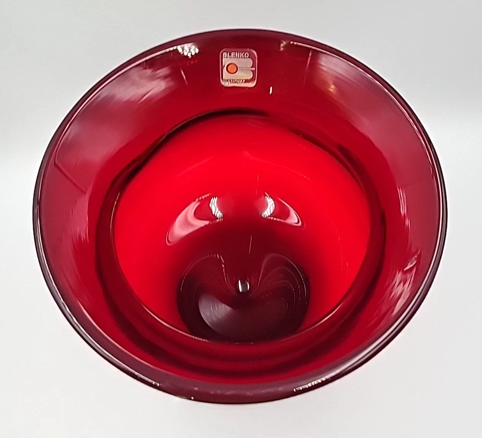 Vintage Blenko Glass Ruby Red #843 Tulip Vase Top/Candle Holder - TOP ONLY - Image 3 of 4