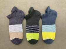 BOMBAS Men's 3 pairs Tri-Block honeycomb Ankle Socks size L 3 Color Mix