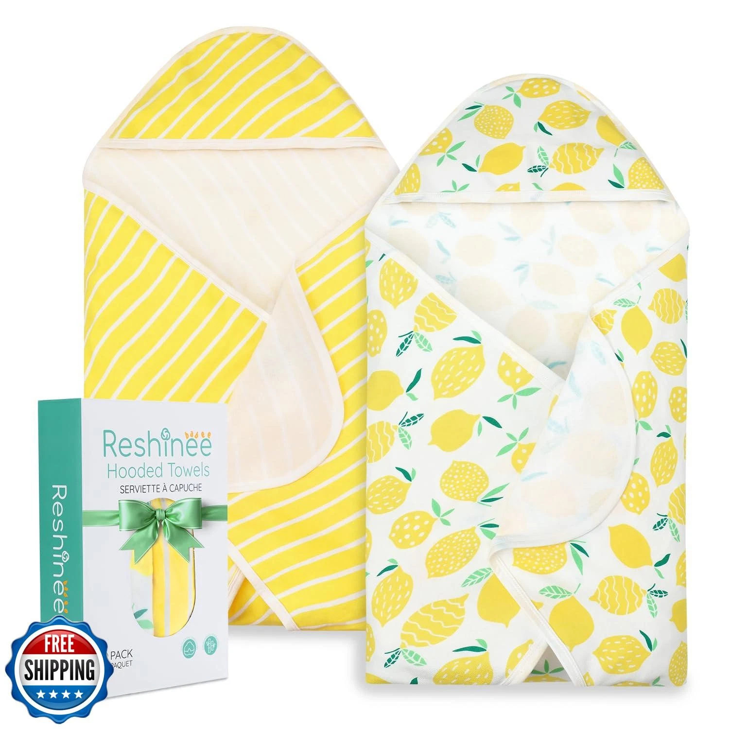 babee Reshinee 2 Pack Baby Hooded Towel,Viscose for Bamboo Baby Bath Towels S
