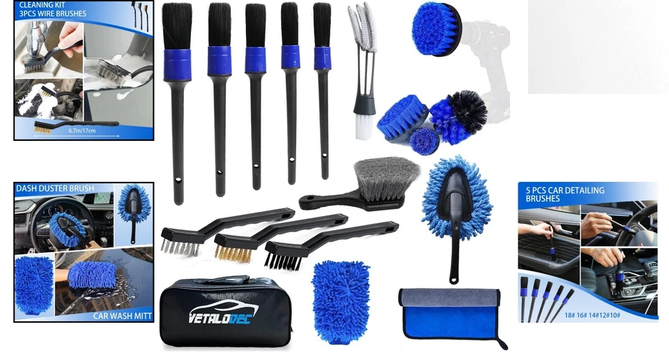18Pcs Car Cleaning Kit Interior and Exterior Detailing Kit, Car Detailing Set Wi - Image 2 of 4