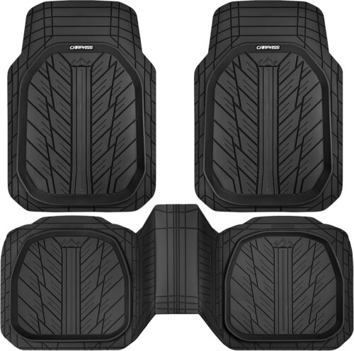 CAR PASS Heavy Duty Rubber Car, Deep Dish All-Weather Floor Mat for Car Full Set