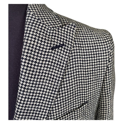 Massimo Dutti Blazer Jacket Blue White Linen Blend 3 Button Peak Men's UK 42 - Picture 6 of 17