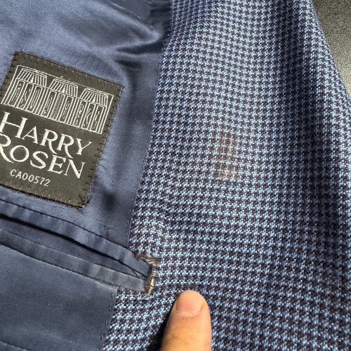 Canali Harry Rosen Men's 44R (58 it) Blue Wool Sport Coat Blazer 2-Button Check - Picture 12 of 13