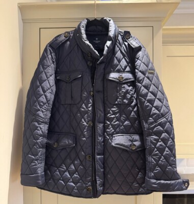 Hackett Quilted Holborn Jacket Size XXL Navy Blue Excellent