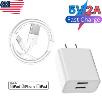 3/6Ft USB Charging Cable Wall Charger Adapter Block For iPhone 14 13 12 Pro Max