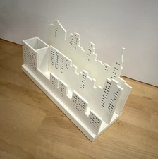 CB2 White City Skyline Desk Organizer - Wood Modern Office Organizer /Caddy