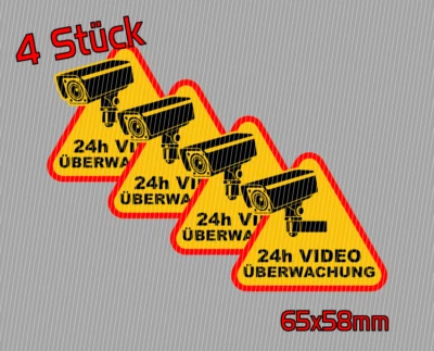 FREAKY PLOTT Achtung Videoüberwachung Kamera Aufkleber Alarmanlage Hinweis 4 Stück