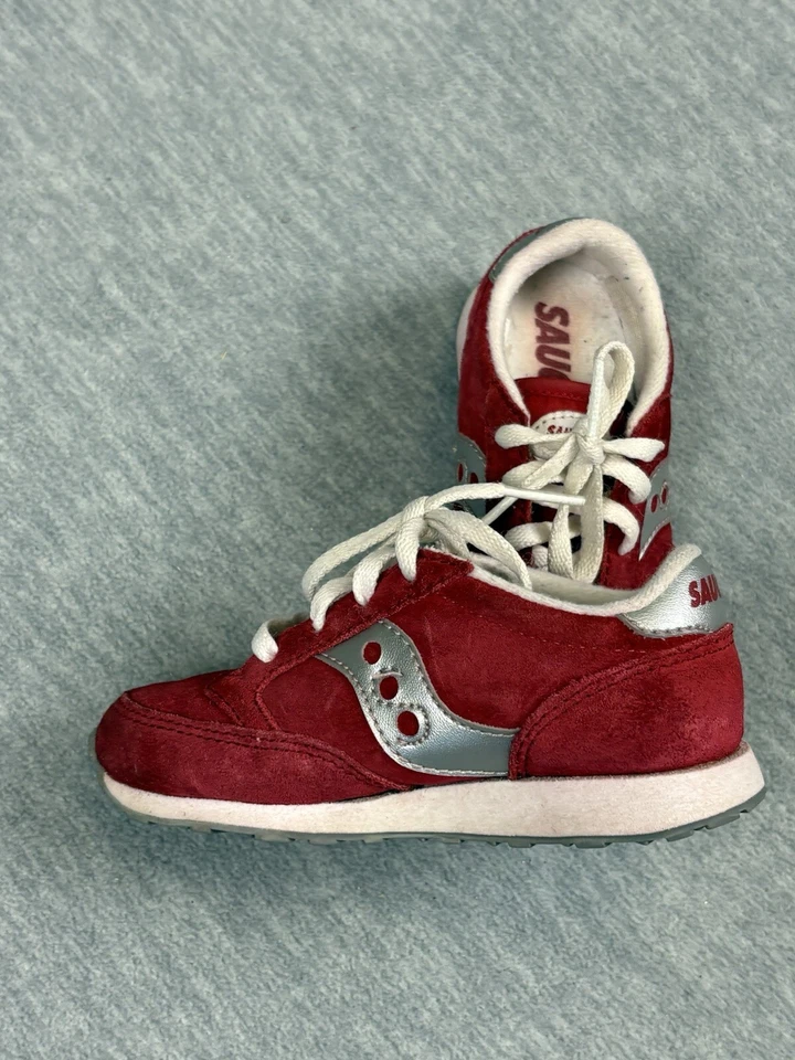 Saucony Jazz Trainers Sneakers Toddler Youth 8 Red Gray Lace Up Gold - Image 2 of 4