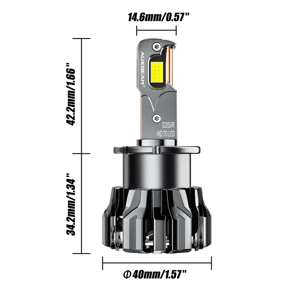 2x AUXBEAM D2S D2R LED Bulbs 6500K Headlight Bulb Canbus Light Lamp 70W 22000LM - Image 2 of 4