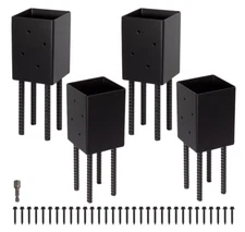 4 Pack Concrete Anchor Set 4"x4" Post Base Spike Fence Deck Post Brackets Holder