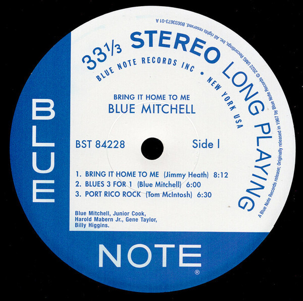 Blue Mitchell - Bring It Home To Me (LP, Album, RE, 180