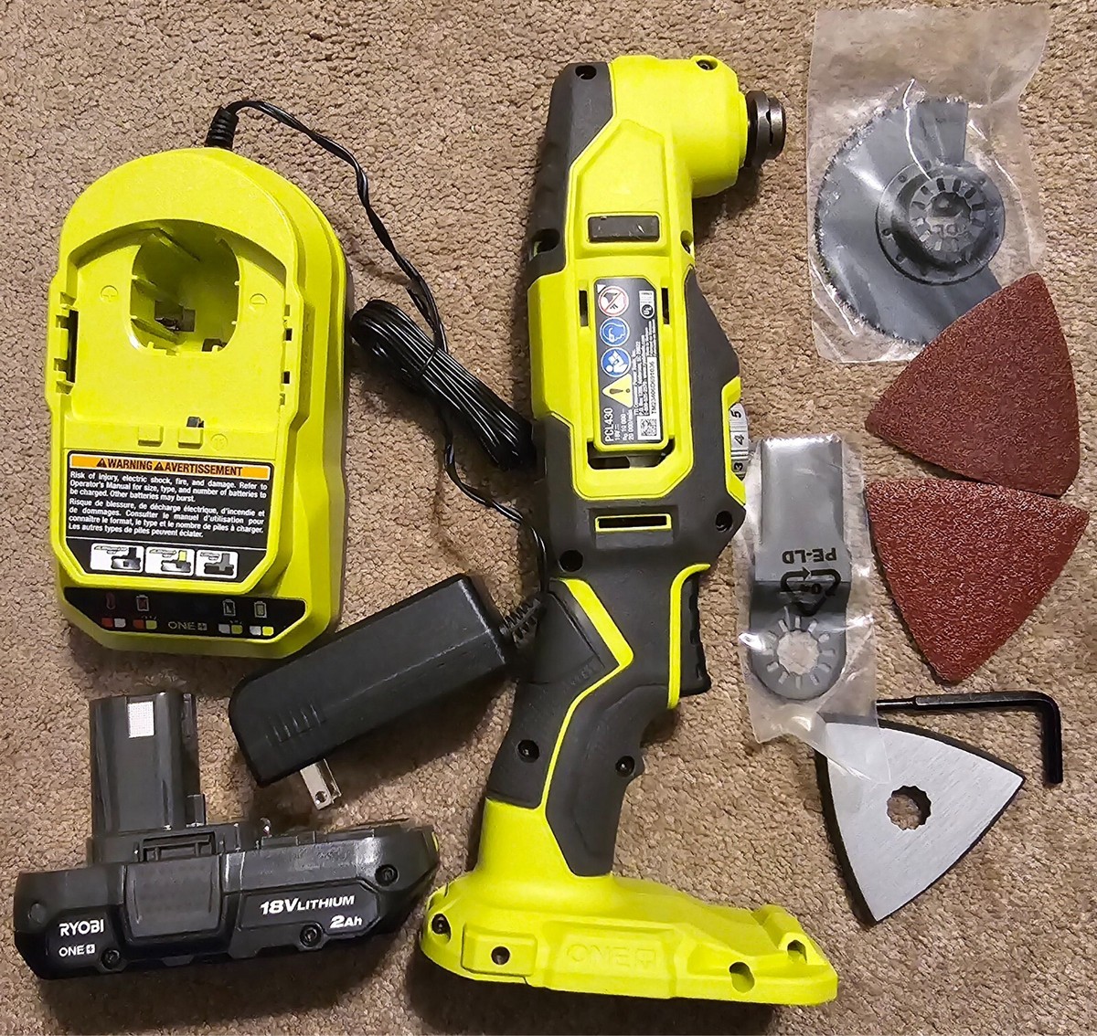 ファイヤーツール RYOBI PCL430 ONE+ 18V Cordless Multi-Tool w/ 2Ah Battery & Charger