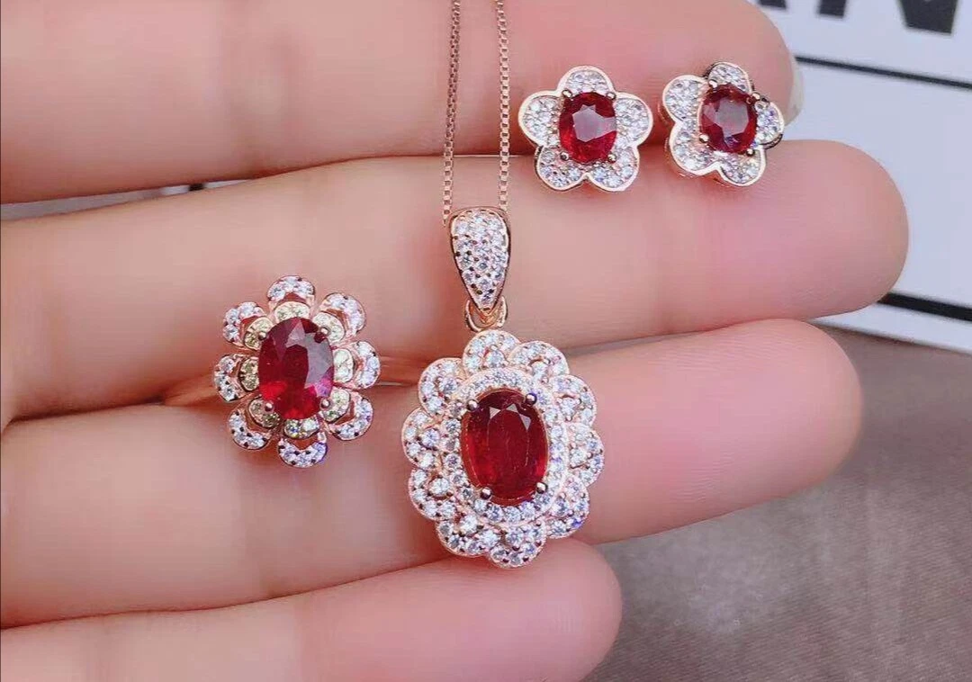 Ruby store pendant set