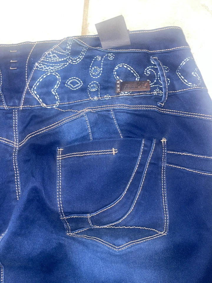 Pantalones de mezclilla ajustados de moda cintura media Levanta Cola levantamiento de glúteos talla grande/junior 127 Foto 4 de 4