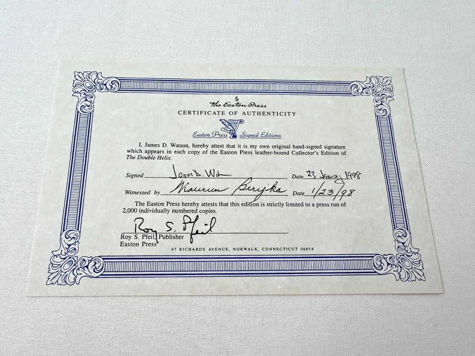 🖊Signed EASTON PRESS The Double Helix JAMES D. WATSON 1998 Ltd Numbered Ed MNT - Image 4 of 4