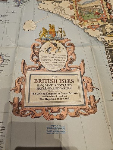 National Geographic Map - British Isles - 1949 - Vintage - Picture 2 of 4