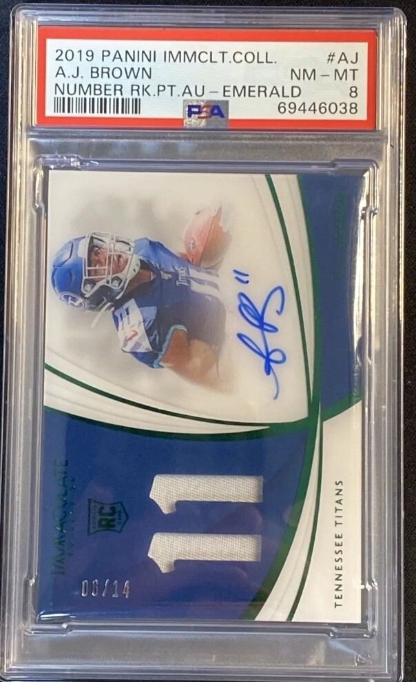AJ Brown Panini Immaculate Collection Numbers Rookie Patch Autographs #AJ Emerald