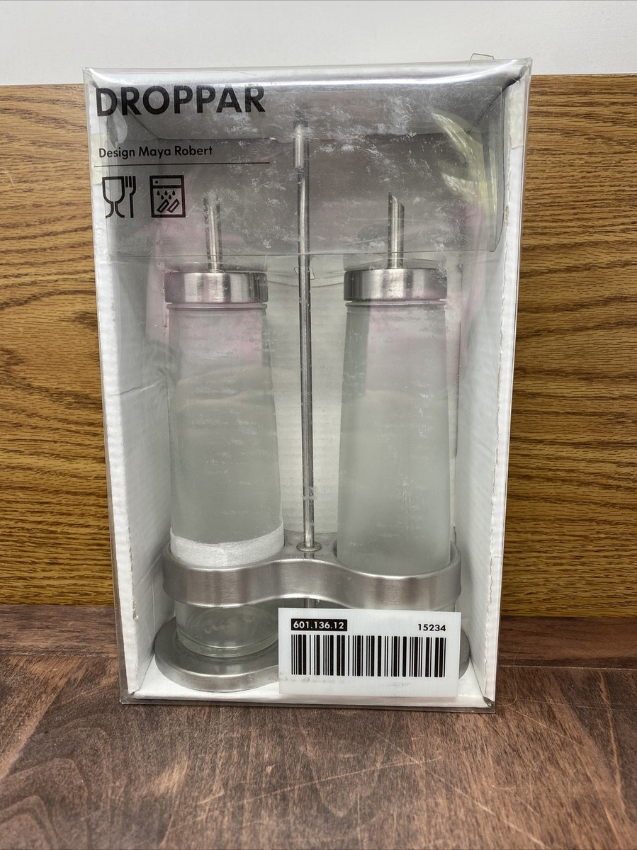 IKEA DROPPAR 3 PIECE FROSTED OIL & VINEGAR SET