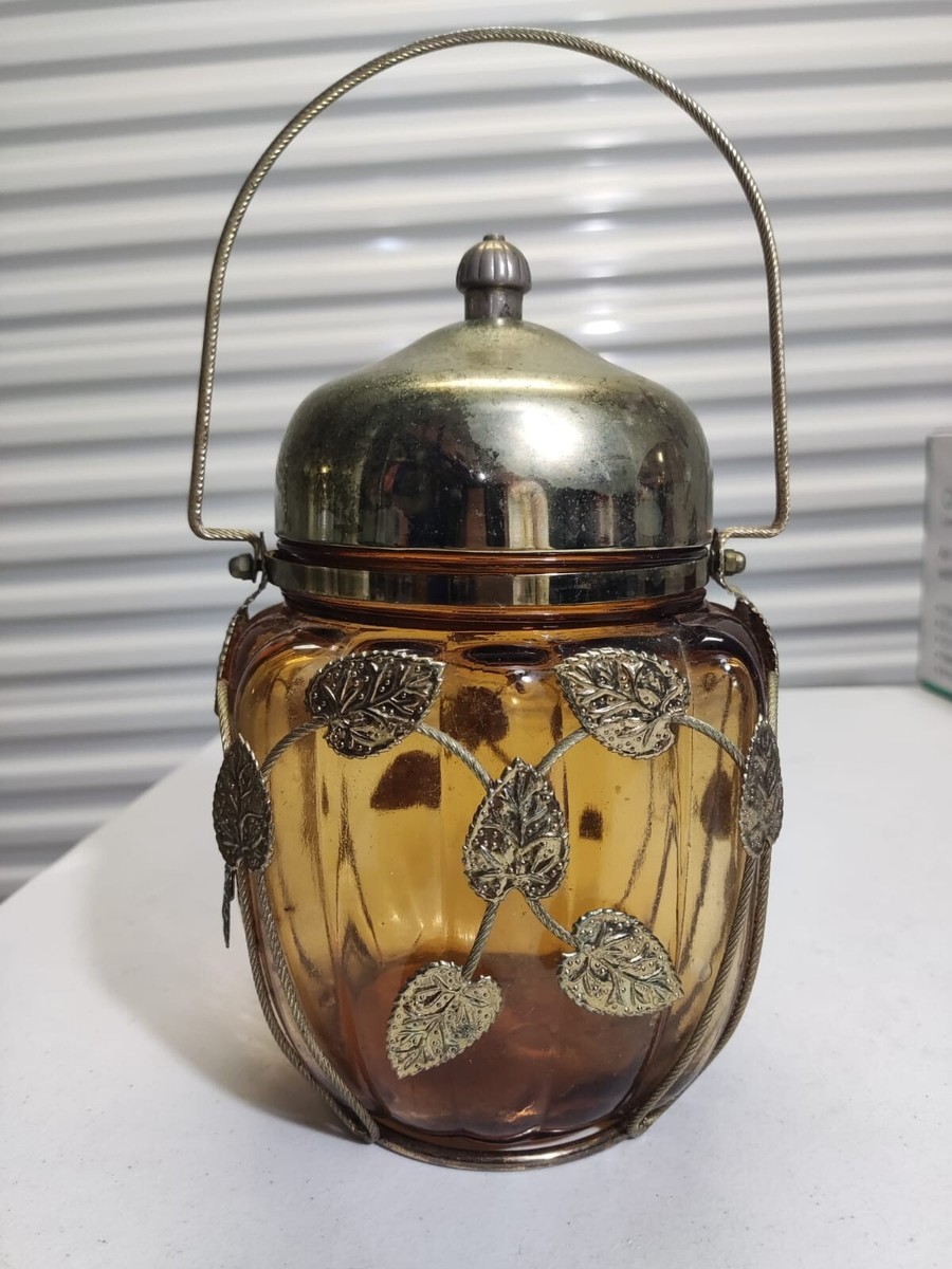 Victorian Amber Glass Biscuit Jar Victorian Amber Glass Biscuit Jar