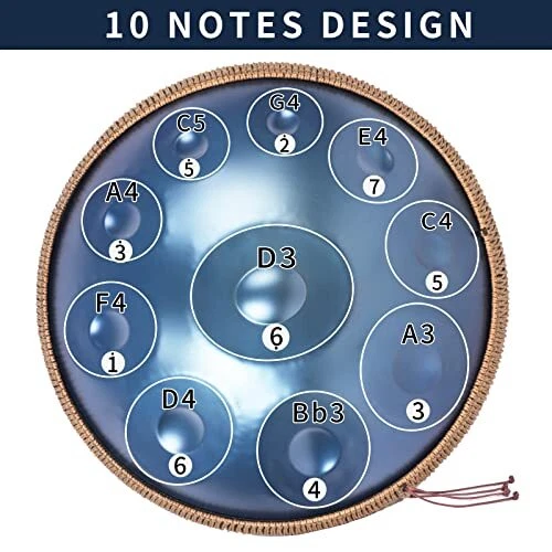 432Hz D Minor 10 Notes Handpan Steel Tongue Drum Massive Percussion Hand Drum