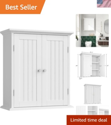 Space-Saving Over The Toilet Cabinet with 2 Adjustable Shelves for Bathrooms