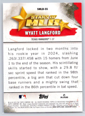 2025 Topps Series 2 - Wyatt Langford - Texas Rangers - Stars of