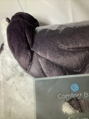Comfort Bay Plush 50 “x 60" Soft Cozy Throw Blanket Purple White Fleece New - Picture 5 of 21