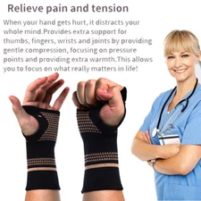 Copper Left Right Wrist Hand Support Brace Carpal Tunnel Sprain Arthritis Sports