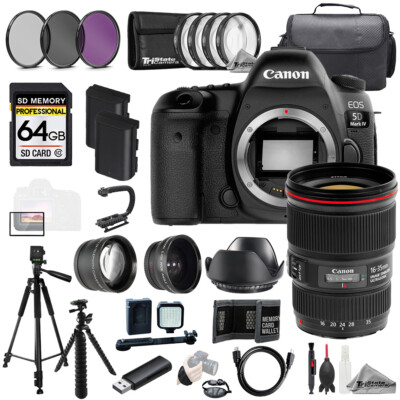 Canon EOS 5D IV + EF 16-35mm f/4L IS USM Lens+64GB+ExtBat+9PCFltr-MEGAKit