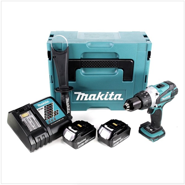 Makita Ddf 458 Rtj 18V Akku Bohrschrauber 91Nm + Makpac + 2X 5,0 Ah Akku + Lader-image