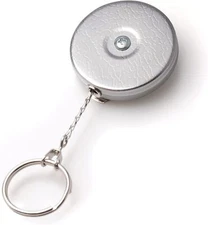 KEY-BAK Original Retractable Key Holder, Chrome, Steel Belt Clip, Split Ring