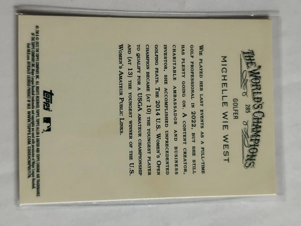 2022 Topps Allen & Ginter Chrome #285 Michelle Wie West - Image 2 of 2