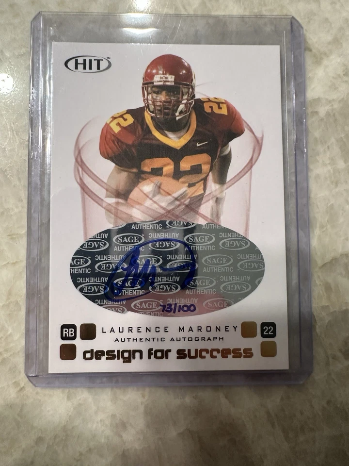 2006 SAGE Hit Design for Success /100 Laurence Maroney #D-22 Rookie Auto RC - Image 2 of 4