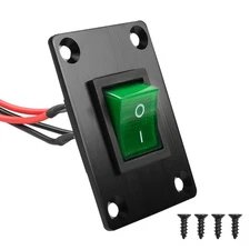 Green LED KCD4 Boat Rocker Switch 2-Position 4-Pin Pre-Wired DPST Panel