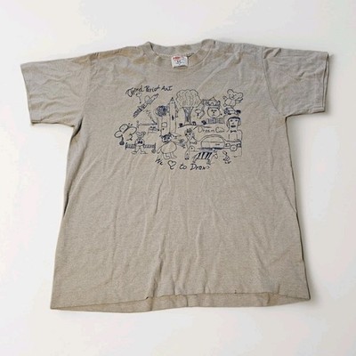Vintage 80's Young Artist Print Single Stitch Hef-T Tee Jays T-Shirt Size M