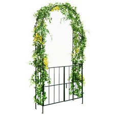 Garden Arch Arbor Trellis with Gate 7.5' Patio Archway Pergola for Wedding
