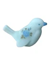 Fenton BLUE ROSES Hand Painted Custard BIRD Signed Hamd P Paperweight FIGURINE