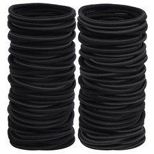 100pcs Womens Elastics Hair Tie, 4MM Black Ponytail Holders Hair Bands, 2 Inch i