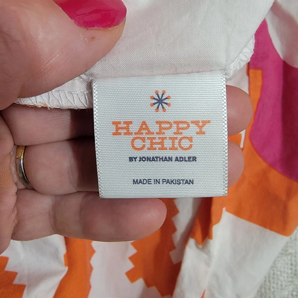 Jonathan Adler Happy Chic Flower Power Mod Zigzag Reversible Duvet Cover Queen - Image 3 of 4