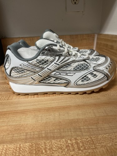 Bottega Veneta Orbit Sneakers Silver/White Size 8 US 41 EU Brand New