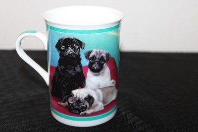 Danbury Mint  Purely Pugs  Porcelain Collector Mug: TAKING A DIP