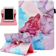 Universal Rotating Tablet Case for 7 8 Inch Android Tablet, Purple Marble 