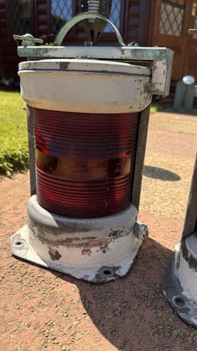Royal Navy Warship Navigation Copper Table Lamp Red Ships Lamp Lantern SET OF 2 - Picture 2 of 12
