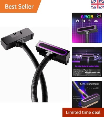 Elegantes schwarzes 24-Pin ATX Verlängerungskabel mit RGB Effekten - 90° Winkel Design