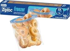 Ziploc 2 Gallon Food Storage Freezer Bags, Grip 'n Seal 10 Count, Clear 