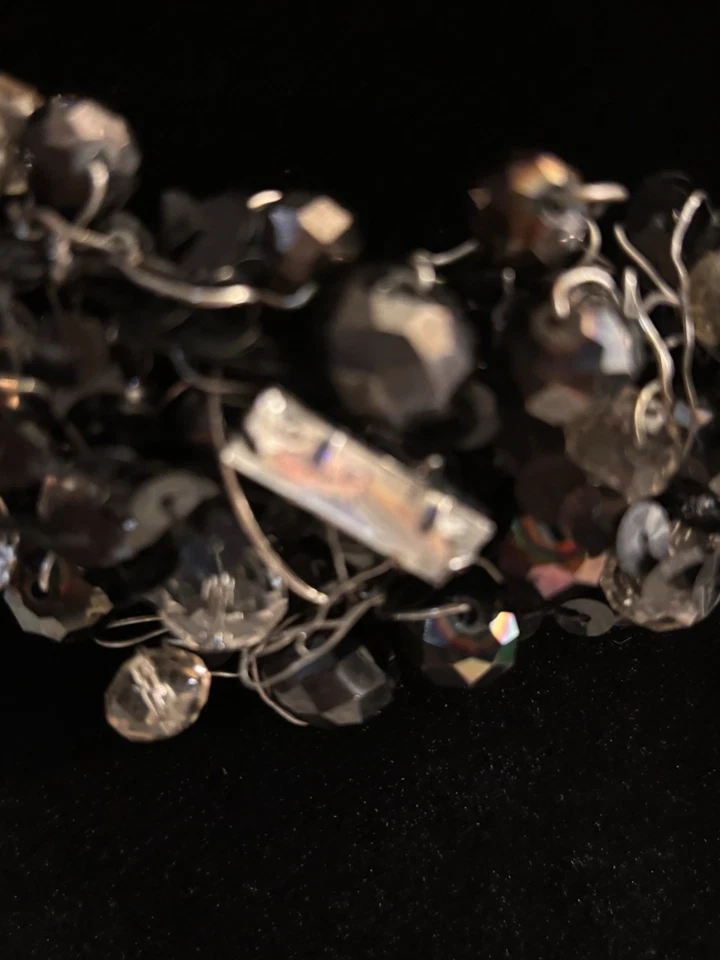 Aldo Statement Black And Rhinestones And Beads Collar Necklace - Image 4 of 4