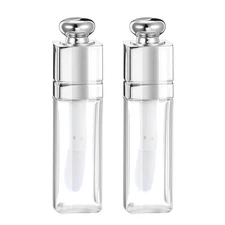 Refillable Clear Lip Gloss Tubes 3ml 2 Pack with Wand Empty Lip Balm Bottles for